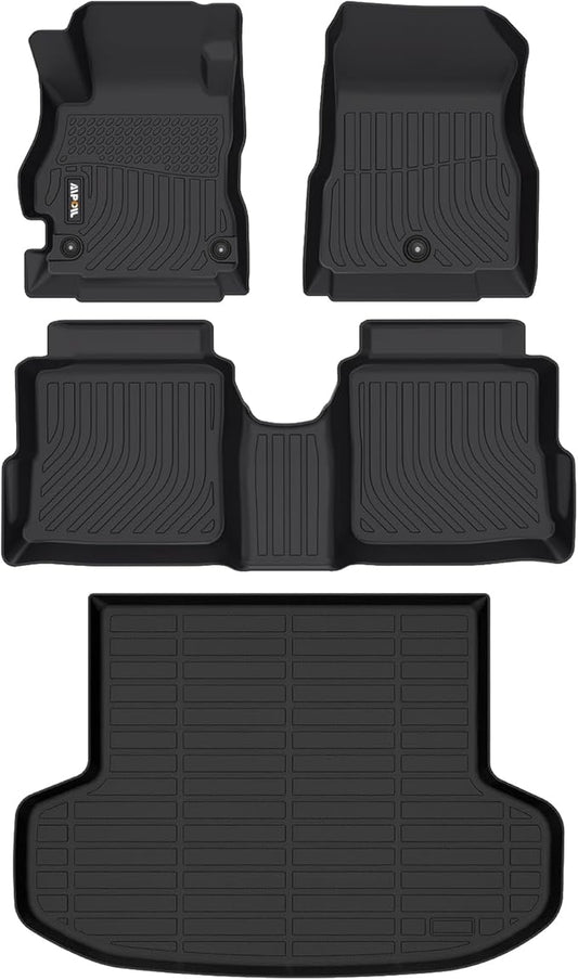 AIPOIL® Floor Mats & Cargo Liner Set for 2020-2024 2025 Nissan Versa All Weather Protection TPE Anti-Slip Automotive Full Set Custom Car Mats Accessories - Black