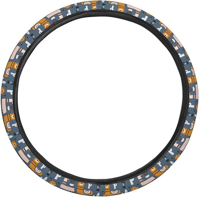 Dujiea Tribe Cute Llama Elastic Stretch Steering Wheel Cover, Anti-Slip and Durable Car Steering Wheel Accessories for Women Men, 15 Inch Universal Fit Car, Truck, SUV