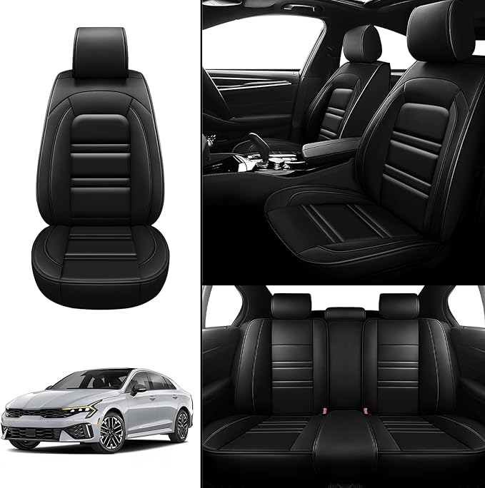Seat Covers for kia k5 2021-2025 | 5-Seats Leather Seat Covers, Easy to Install Automotive Seat Covers Full Set (Full Set, Black)