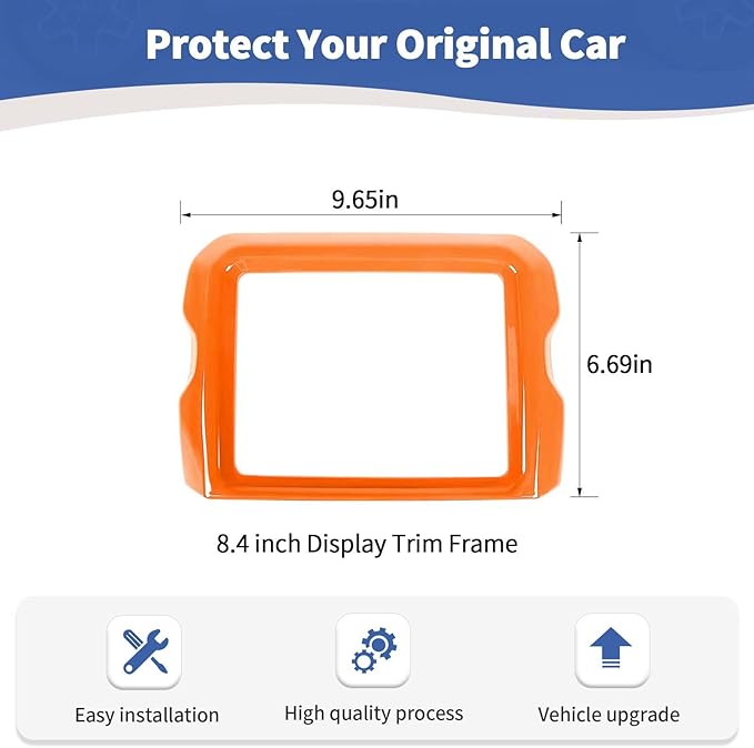 RT-TCZ for Jeep JL Center Console Radio Display Panel Trim Cover for Jeep Wrangler JL JLU Gladiator JT 2018-2023 Orange Interior Accessories 8.4 inch