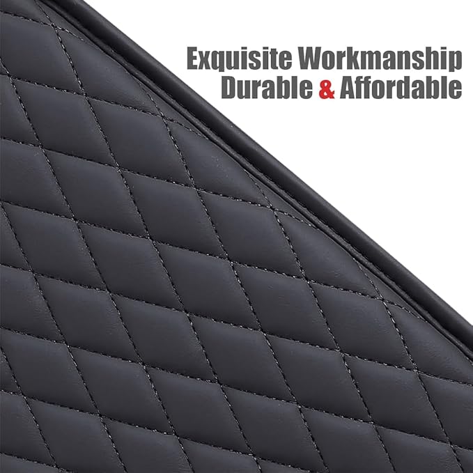 ESKONKE [Upgraded] Car Center Console Cover with 2 Storage Bags - Premium Nappa Leather Armrest Cover, Scratch & Wear Resistant, Waterproof Car Interior Accessories (Classic - Black)