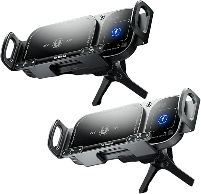 Wireless Charging Rotating Car Mount with Auto Clamping 15W Fast Charging Phone Car Mount Touch Control Wireless Chargers for Dashboard & Air Vent Black