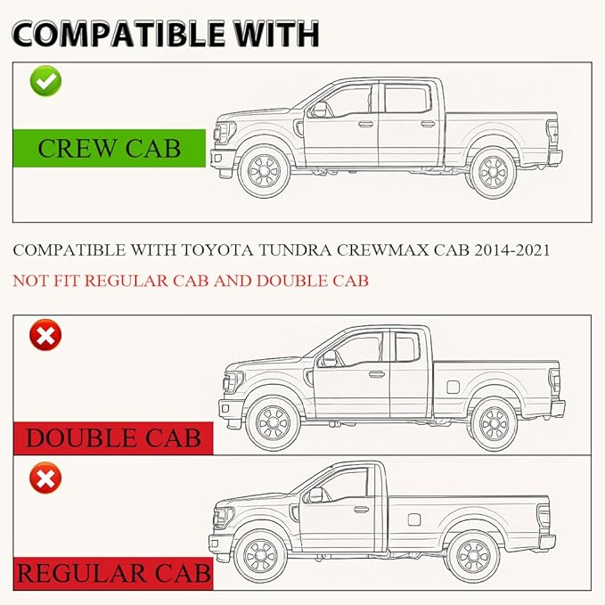 DOTCOM TPE Floor Mats Fit Toyota Tundra 2014-2021 (Only for CrewMax Cab), All Weather Custom Fit Full Cover Protection 1st & 2nd Row Truck Mats Cargo Liner Accessories,alfombras para carro 3PCS