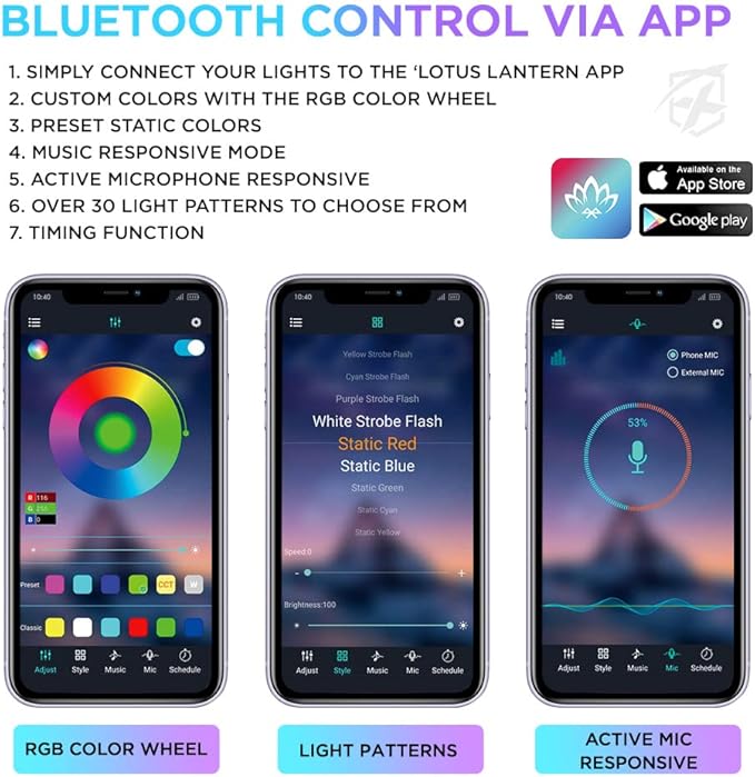 Xprite Upgraded 144LED RGB Interior Car Lights with Smart App Control/Wireless Remote Control, Music Sync Mode, DIY Mode and Multiple Scene Options, Universal for Cars Truck ATV UTV(4pcs)