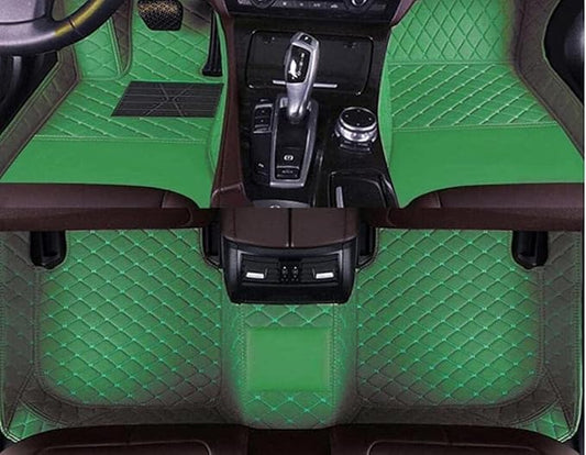 Errva Custom Personalized Floor Mats for Cars，Luxury Full Coverage All Weather Car Floor Mats，Anti-Slip Leather Car Mat Set ，Custom Floor Mats for 98.99% of Cars, Trucks & SUVs (Green)