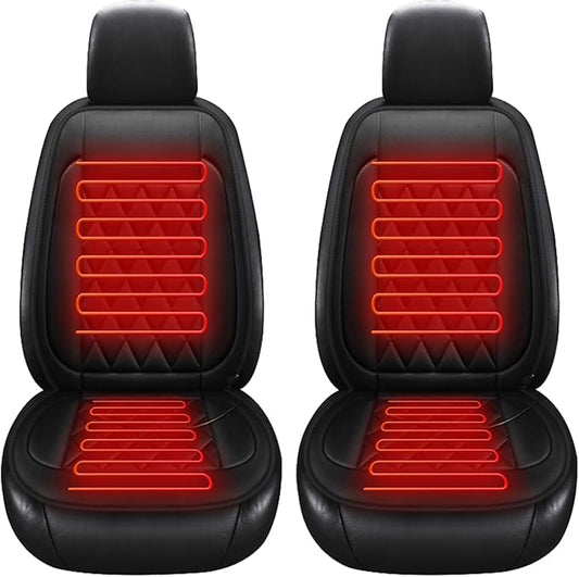 2Pcs Universal Seat Cushion, Comfortable Large Heated Seat Cover，Non-Slip Breathable Unique Back Rest Matt Black (Black)