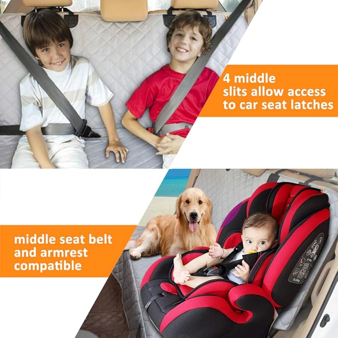 Dog Back Seat Cover Protector, Waterproof Dog Car Seat Covers, Heavy-Duty & Nonslip Backseat Protection for Dogs and Kids, Compatible Pet Car Seat Cover for Cars, Trucks & SUVs