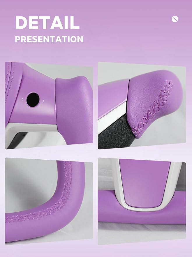 ZIMABLUE Yoke Steering Wheel Upgrade Personalized Yoke Steering Wheel Nappa Leather with Heating Function Compatible with Tesla Model 3 Y 2018-2023 (Purple Nappa)