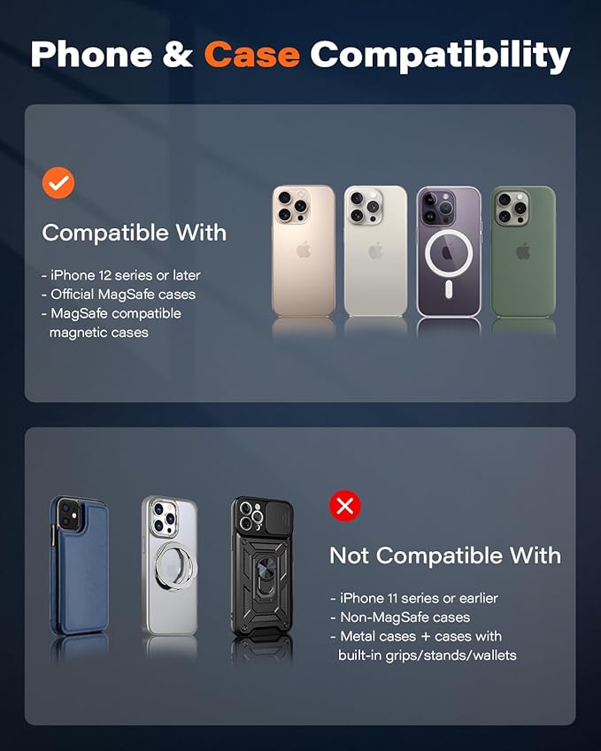 A2C for Qi2 15W MagSafe Car Mount Charger, Magnetic Car Phone Holder Windshield Dashboard [Semiconductor Cooler, PD 30W Adapter, 10.6cm Gooseneck] Fast Charging Wireless Car Charger for iPhone Only