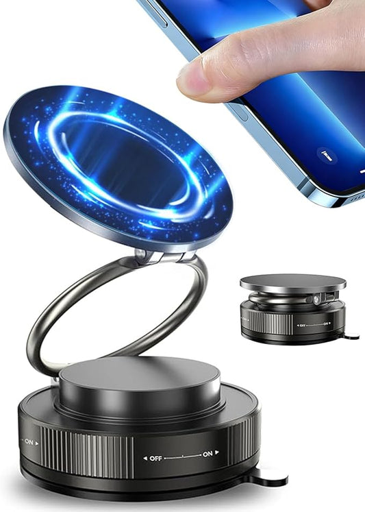 Upgraded MagSafe Vacuum Car Phone Holder, Strong Magnetic Phone Mount with Adjustable & Reinforced Suction Cup Design for Dashboard/Gym/Mirror, Compatible with iPhone & Android