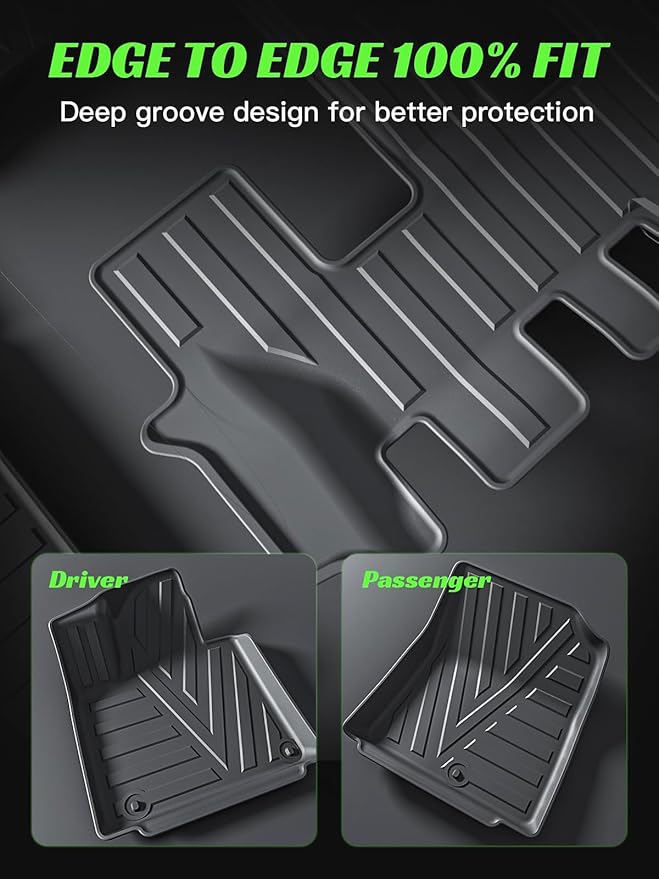 TPE All-Weather Floor Mats for Kia Sorento 2021-2024 2025 (Not Hybrid) | Custom Fit Floor Mats&Trunk Mat with Backrest Mats,Durable, Odorless, Easy to Clean (6-Piece Set, Black)