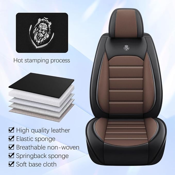 for Toyota Highlander 2006-2026 Seat Covers,Waterproof,Abrasion-Resistant PU Leather 2PCS Front Seat Cover(Black&Coffee)