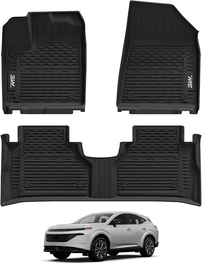 3W Floor Mats for Nissan Murano 2025, Custom Fit All Weather TPE Protection Floor Liners for Murano, Heavy Duty Automotive 1st & 2nd Row Car Mats, Black