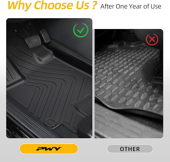 PWY Car Floor Mats for Honda Odyssey (2018-2025 2026), All Weather Car Liners, TPE Custom Automotive Floor Mats - Heavy Duty & Non Slip, 4PCS Full Set for 1st & 2nd & 3rd Row, Minivan Accessories