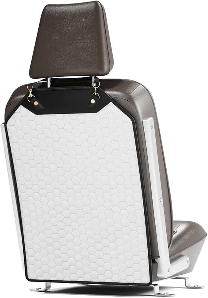 Owleys Kick Mat Back Seat Protector - Car Back Seat Cover for Kids Feet - Waterproof & Sturdy Protector for Upholstery from Dirt, Mud, Scratches and Stain (White)