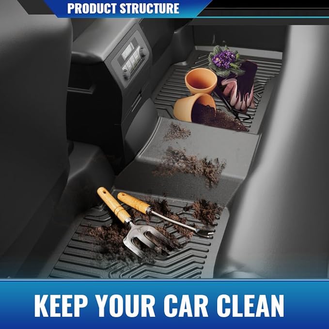 DOTCOM TPE Floor Mats Fit Toyota Tundra 2014-2021 (Only for CrewMax Cab), All Weather Custom Fit Full Cover Protection 1st & 2nd Row Truck Mats Cargo Liner Accessories,alfombras para carro 3PCS