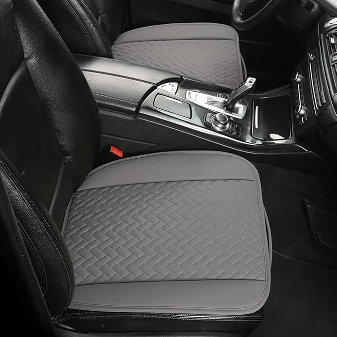 West Llama Full Set Car Seat Covers for Front and Rear Bottom Seats Only, Luxury PU Leather Car Seat Pads Protectors Waterproof and Wear-Resistant,Gray