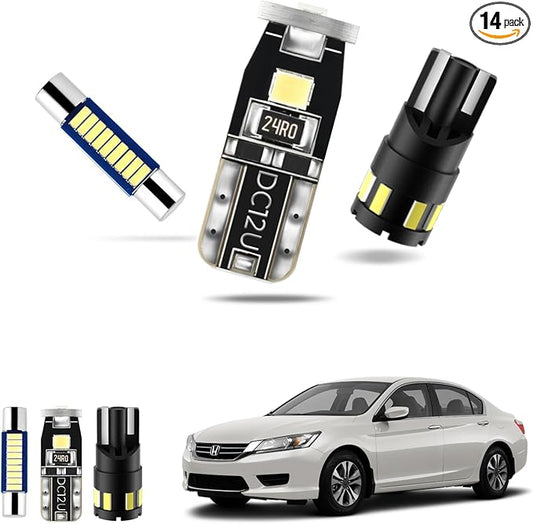 EASY EAGLE LED Interior Car Lights for Honda-Accord-2013-2022: 14 Piece Kit White LED Light Bulbs - Super Bright 6000K + Install Tool
