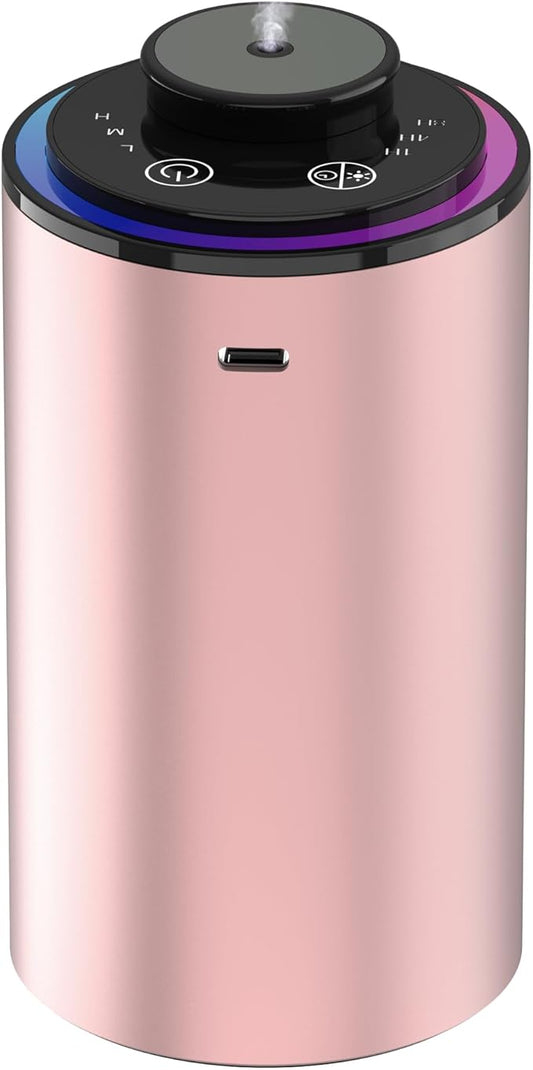 Waterless Essential Oil Diffuser, Portable Aromatherapy Diffuser,3 Countdown Timers & 3 Mist Levels for Home, Room, Car, Office (Pink)