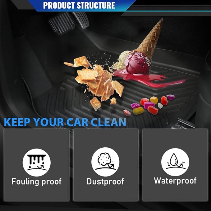 DOTCOM TPE Floor Mats Fit Honda CRV 2023 2024 2025(Include Hybird), All Weather Custom Fit Full Cover Protection 1st & 2nd Row Truck Mats Cargo Liner Accessories,alfombras para carro 3PCS