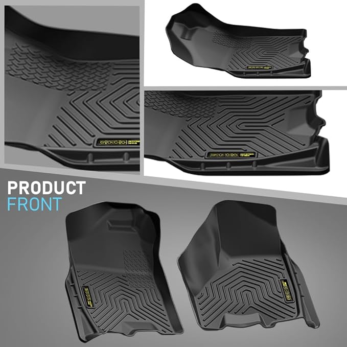 Floor Mats Compatible with Dodge Ram Truck Crew Cab 2009-2018,Not Fit Quad Cab, 1st & 2nd Row 3PCS TPE Cargo Liners All Weather Protection Accessories