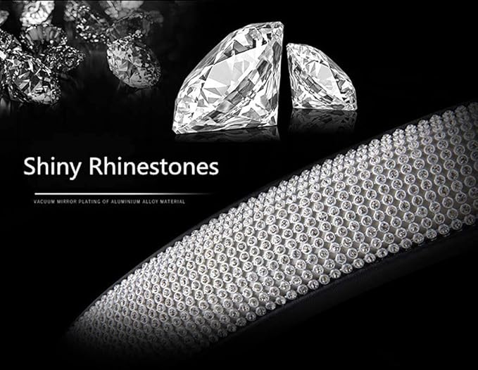 Diamond Leather Steering Wheel Cover with Bling Bling Crystal Rhinestones,Large-Size of 15 1/2 inches-16 inches Black