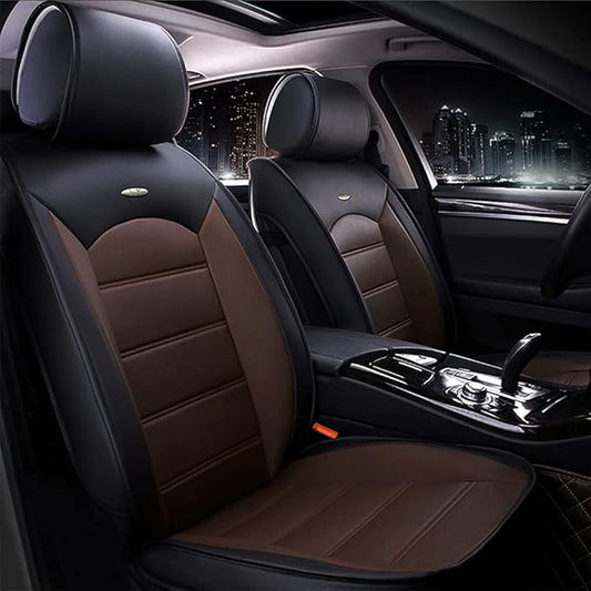 2pc Car Seat Covers, PU Leather Car Seat Protectors Universal Anti-Slip Driver Seat Covers, Front Car Seat Covers Waterproof seat Covers for SUV Pick-up Truck Sedan,Coffee