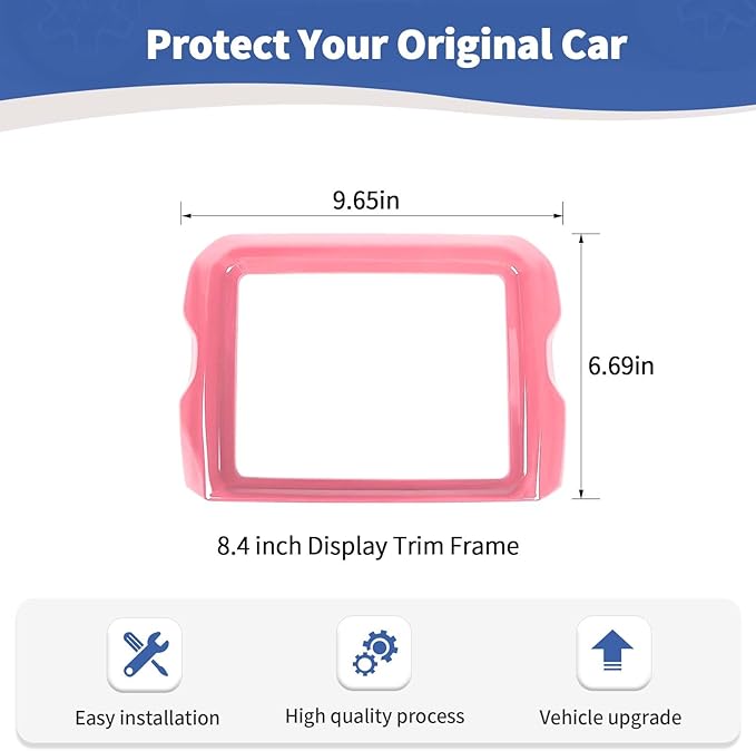 RT-TCZ for Jeep JL Center Console Radio Display Panel Trim Cover for Jeep Wrangler JL JLU Gladiator JT 2018-2023 Pink Interior Accessories 8.4 inch