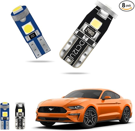 EASY EAGLE LED Interior Car Lights for Ford-Mustang-2015-2021: 8 Piece Kit White LED Light Bulbs - Super Bright 6000K + Install Tool