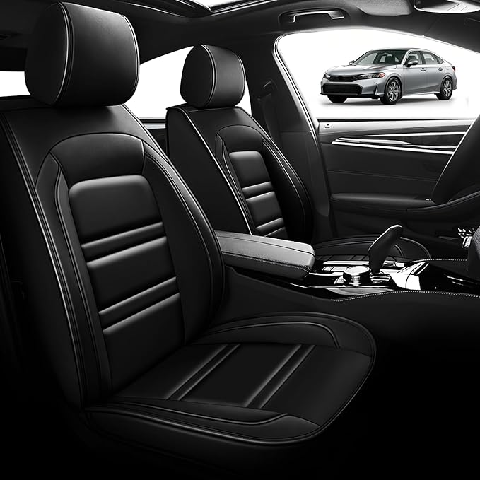 Seat Cover for Honda Civic 2001-2025 | Car Seat Covers Front Seats, Waterproof Seat Protectors, Automotive Front Seat Covers (Front Seat, Black)