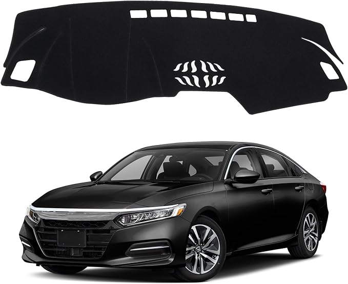 KUST Car Dash Cover for Honda Accord/Accord Sport 2018 2019 2020 2021 2022 (Without HUD) Dashboard Cover Polyester Non-Slip Center Console Dash Cover Interior Accessories for Accord No Glare Black