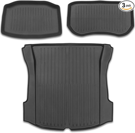 All Weather Cargo Liners for Tesla Model 3 Trunk Mats,Front and Rear Trunk Tray Mats Protector 2021 2022 2023 Accessories