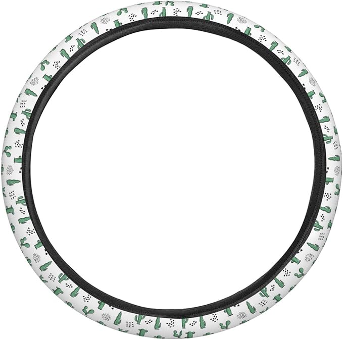 Dujiea Vintage Cactus Elastic Stretch Steering Wheel Cover, Anti-Slip and Durable Car Steering Wheel Accessories for Women Men, 15 Inch Universal Fit Car, Truck, SUV