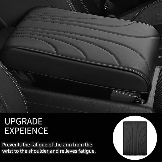 Upgrade Car Console Armrest Pad,Car Armrest Cushion with Comfortable Memory Foam,Premium PU Leather Car Armrest Cover,Universal Car Center Console Pillow,Car Accessories(Black3)