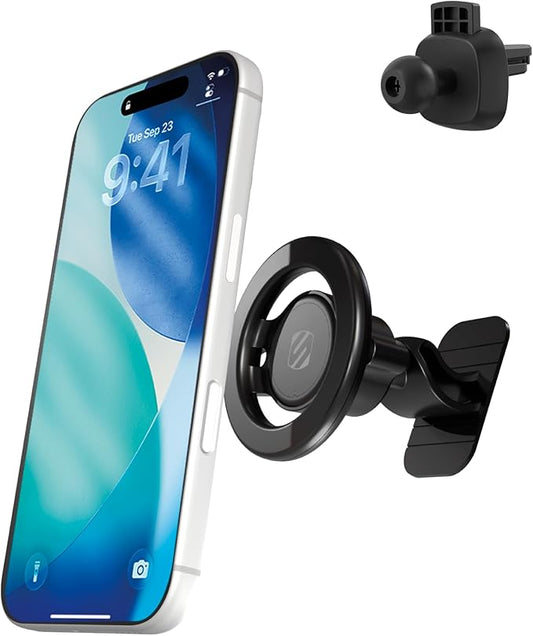 Scosche SMSDV MagicMount MagSafe Car Mount for Vent/Dashboard Cell Phone Holder, 360 Rotation Magnetic Phone Stand for Dash with Vent Clip Compatible with iPhone 16 15 14 13 12 and Android Cellphone