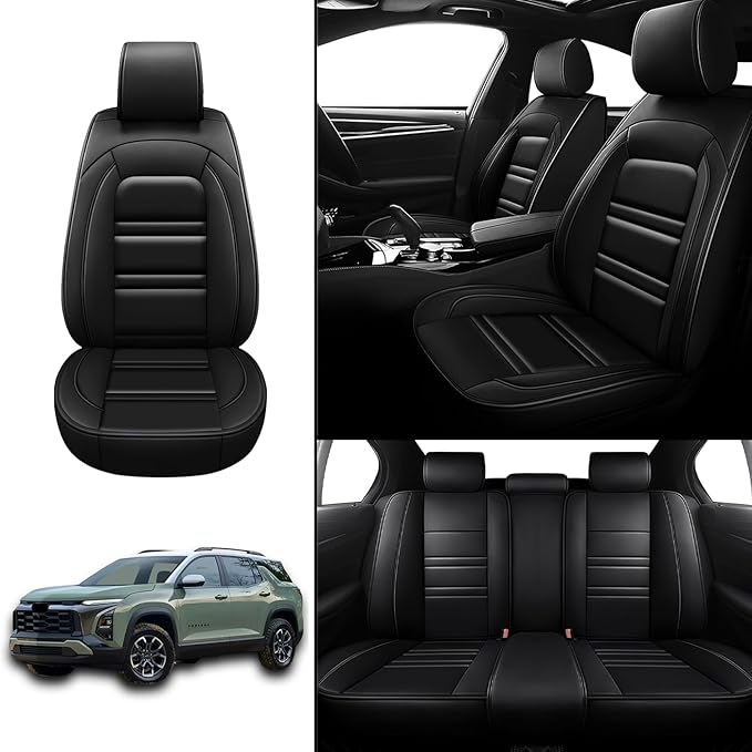 Seat Covers for Equinox 2005-2025 | 5-Seats Leather Seat Covers, Easy to Install Automotive Seat Covers Full Set (Full Set, Black)
