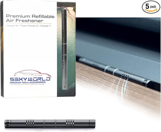 Tesla Model 3/Y Air Freshener-Invisible Slim Design-Long Lasting-Aromatherapy Scent-Auto Odor Eliminator (Flourish Flowers Set) Dark Gray