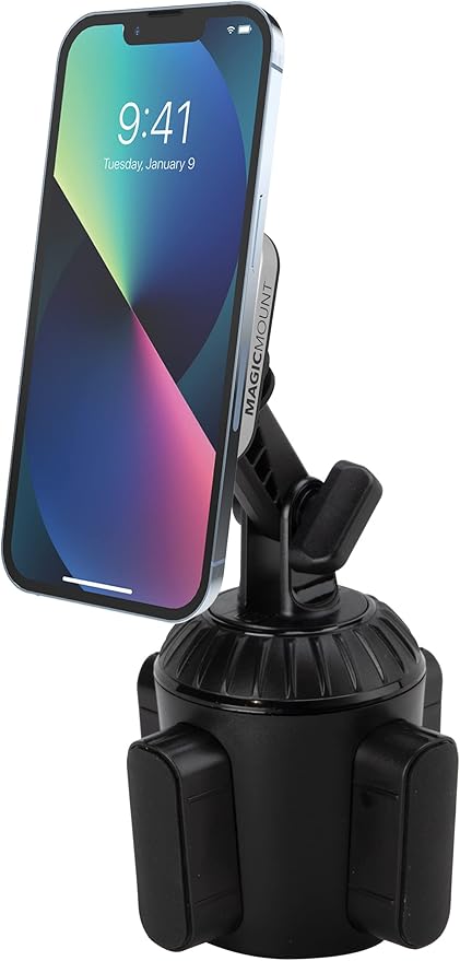 Scosche MP2CUPM-SP MagicMount Pro2 Cup Holder Magnetic Cell Phone Holder Car Mount Kit Compatible with MagSafe, iPhones, Galaxy, Pixel & All Smartphones