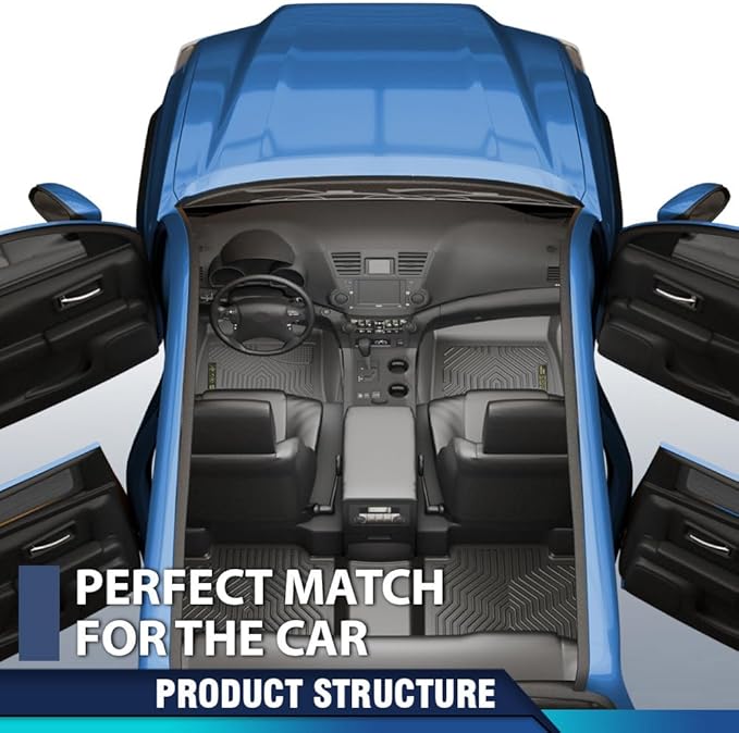 PIT66 TPE Floor Mats Fit Tesla Model S 2021-2024 with 1st Row Bucket and 2nd Row Truck Accessories Cargo Liners All Weather Protection Alfombrillas Y Revestimiento para Maletero Black