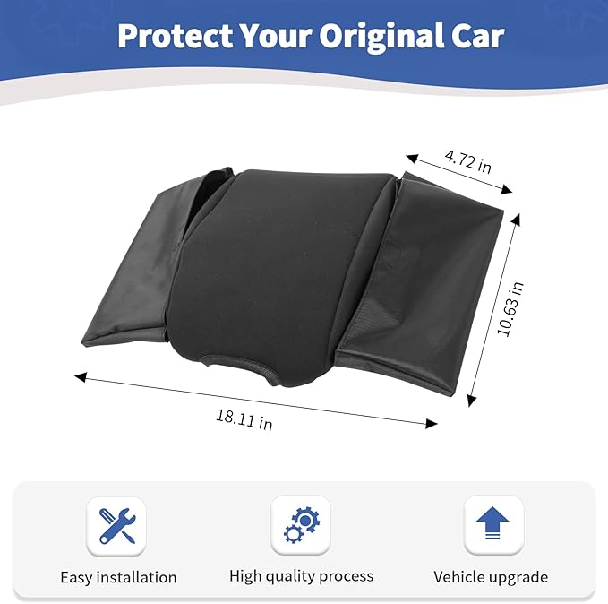 RT-TCZ for Jeep JK Center Console Armrest Pad Cover with Storage Bag for Jeep Wrangler JK JKU 2011-2017 Black Neoprene