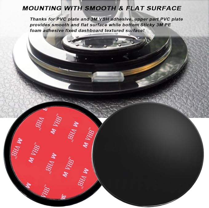 4 Pack 73mm Black Adhesive Dashboard Pad Mounting Disk, Mounting Disk for Suction Cup, Dash Mount Pad, 2.87 Inch Universal Suction Cup Adhesive Disc for GPS, Smartphones, Car Cameras