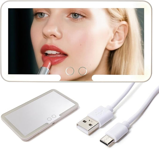 LED Car Sun Visor Vanity Mirror with 3 Light Modes, Rechargeable Touch Controls, Portable Car Mirror Accessories Universal Fit for Most Vehicles (White 1-Pack)