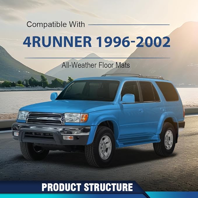 DOTCOM TPE Floor Mats Compatible With Toyota 4Runner 1996-2002 Floor Liners,All Weather Custom Fit Full Cover Protection 1st & 2nd Row Truck Mats Cargo Liner Accessories,alfombras para carro 3PCS Gray