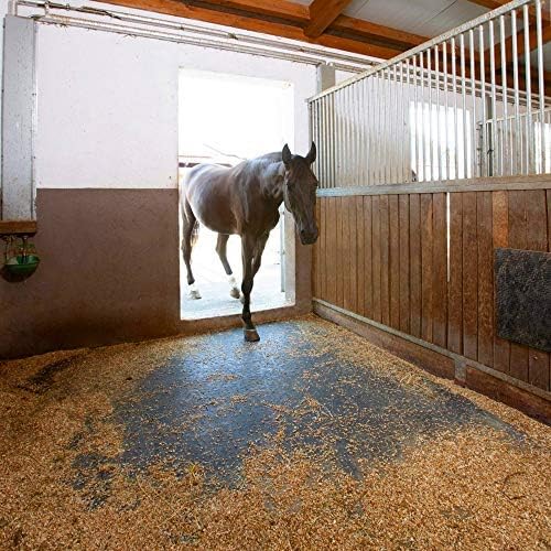 American Floor Mats - Horse Stall Mats - Heavy Duty Stall Tiles - Thick, Durable Rubber Flooring - Solid Black - Slip Resistant - 6' x 10' Set (15 Tiles Total, 24" x 24" Each, 0.38" Thick)