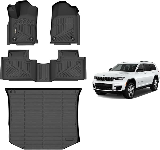 AIPOIL® Floor Mats & Cargo Liner Set for Jeep Grand Cherokee 2016-2021/ Grand Cherokee WK 2022 2023 (Not for L) | TPE All Weather Protection Heavy Duty Non-Slip Automotive, Black