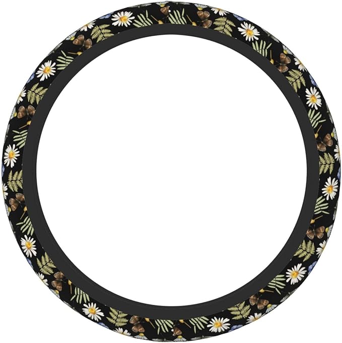 Wildflower Steering Wheel Cover for Men Women Universal Car Accessories 15 Inch Neoprene Auto Interior Decor