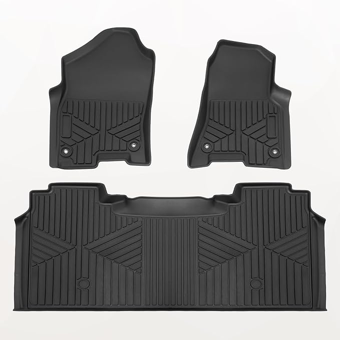TripleAliners Floor Mats All Weather Liner Compatible with 2019-2025 RAM 1500 Crew Cab Accessories 1st & 2nd Row Floor Liners TPE Heavy Duty Custom Fit Car Mats (Not for Classic)