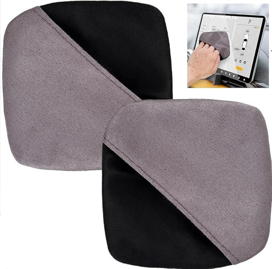 2Pcs Car Screen Cleaner, 4in Microfiber Auto Dashboard Touch Screen Wipes Cleaner for LCD Display, Foldable Square Cloth Cleaning Pad, Interior Car Protector Accessories