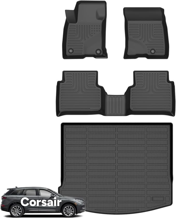 Wayhigh-for Lincoln Corsair 2020-2024 2025(Non Plug-in Hybrid) All Weather Floor Mats and Cargo Mat Set TPE Car Mats Waterproof Heavy Duty Rubber Floor Liners Corsair Accessories