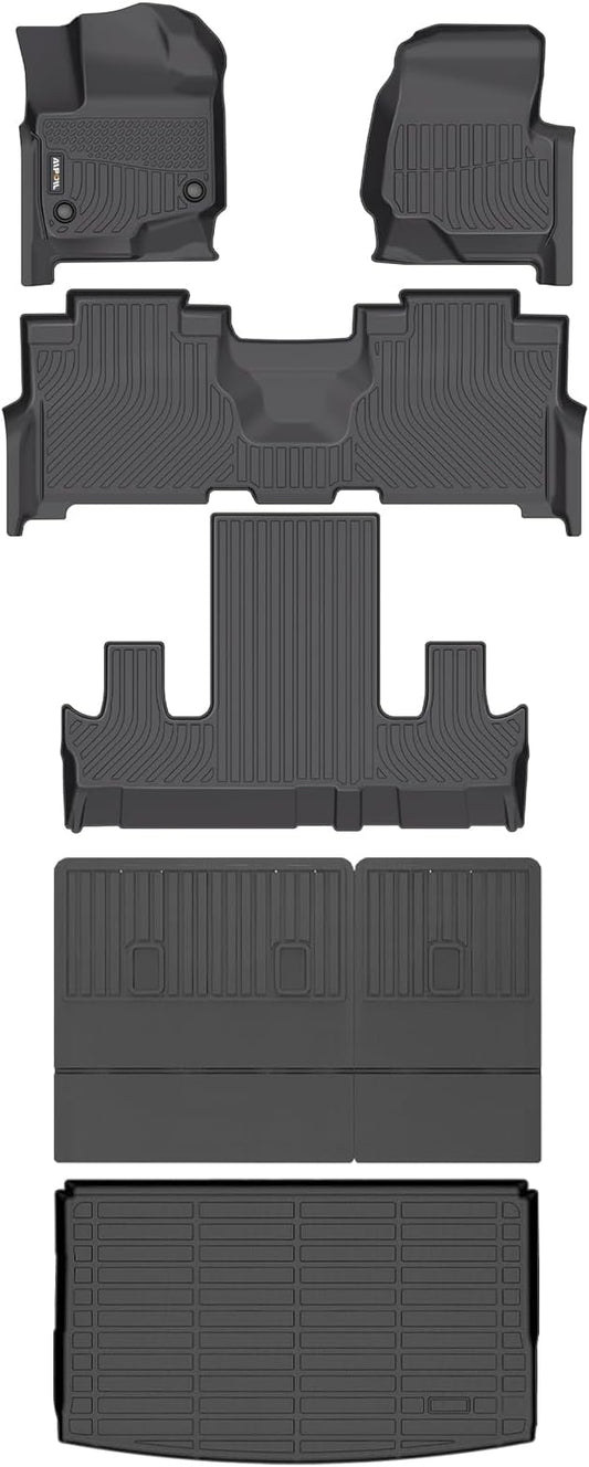AIPOIL® Floor Mats & Cargo Liner Set for 2021-2025 Ford Expedition Max Bucket Seating 7 Seats All Weather Protection TPE Anti-Slip Automotive Full Set Custom Car Mats Accessories - Black